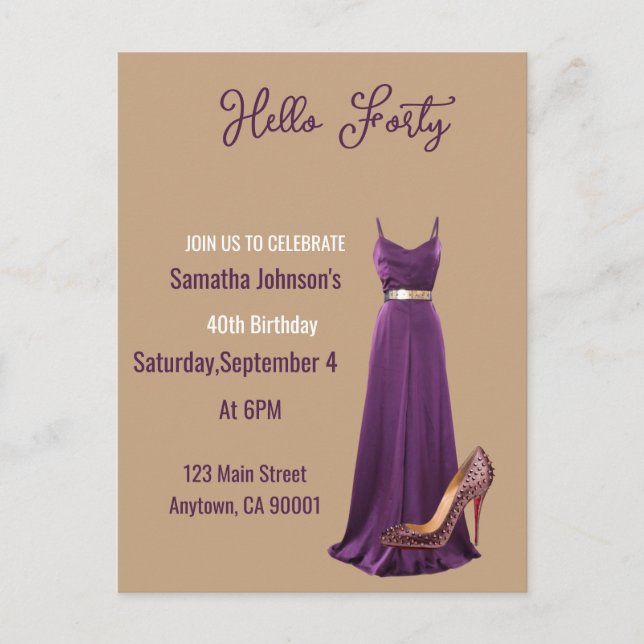 Tarjeta postal de invitación de cumpleaños número  (Anverso)