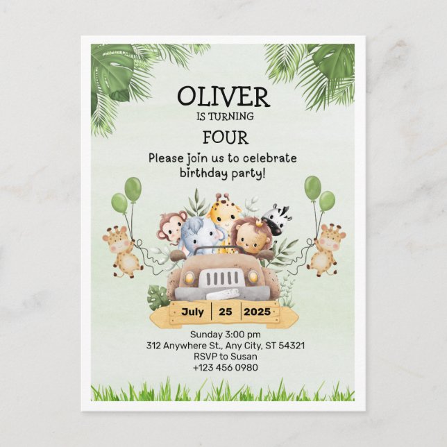 Tarjeta postal de invitación de cumpleaños número  (Anverso)