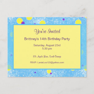 Tarjeta postal de invitación de cumpleaños persona