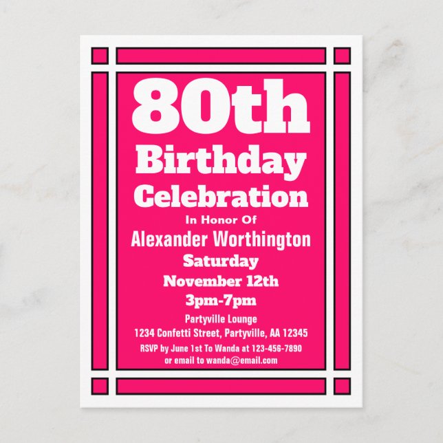 Tarjeta postal de invitación de cumpleaños sencill (Anverso)
