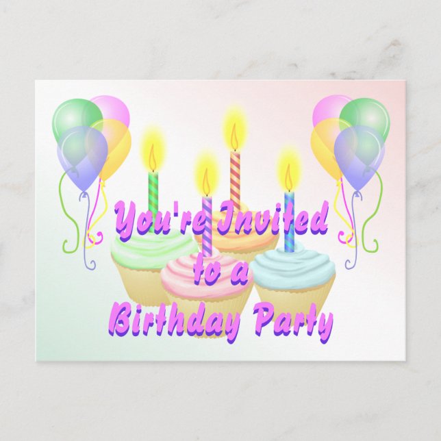 Tarjeta postal de invitación de fiesta de cumpleañ (Anverso)