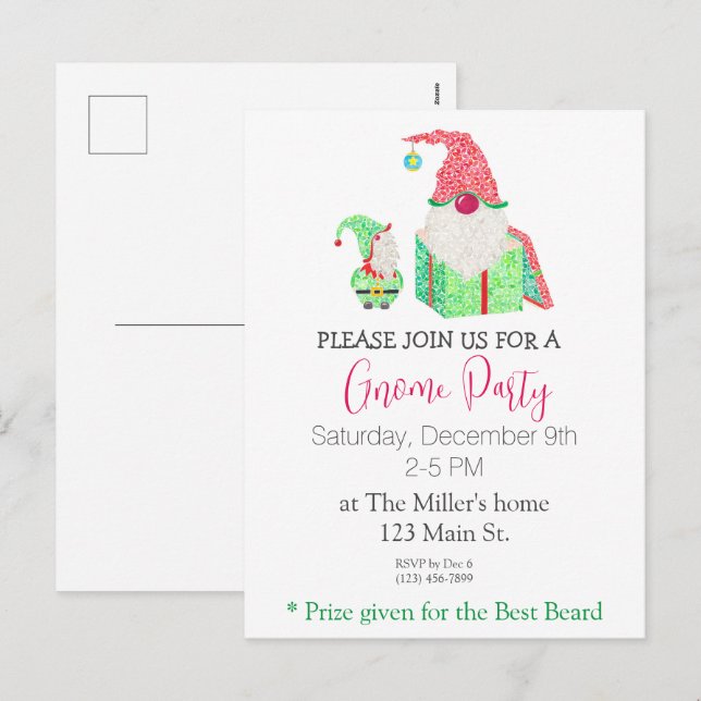 Tarjeta postal de invitación de fiesta de feriado  (Anverso / Reverso)