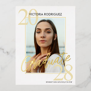 Tarjeta postal de Invitación de graduación blanca 