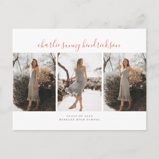 Tarjeta postal de Invitación de graduación de tría (Anverso)