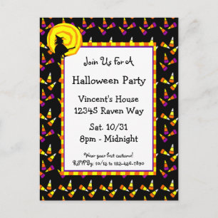 Tarjeta postal de invitación de Halloween con maíz