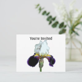 Tarjeta postal de invitación de Iris púrpura y bla