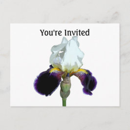 Tarjeta postal de invitación de Iris púrpura y bla