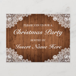 Tarjeta postal de invitación de Navidad de Madera