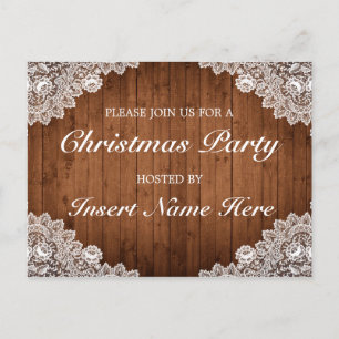 Tarjeta postal de invitación de Navidad de Madera