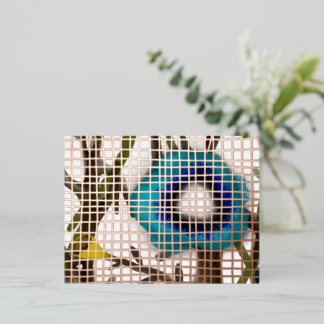 Tarjeta postal de invitación de papel gingham con  (Anverso de pie)