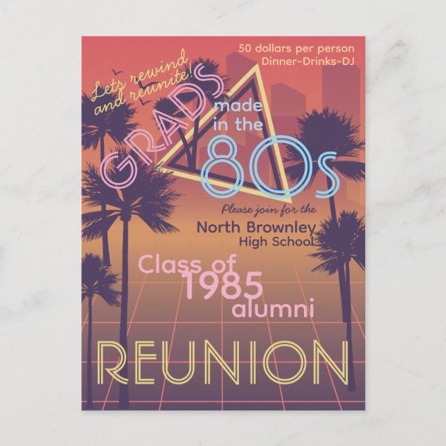 Tarjeta postal de invitación de reunión de clase d (Anverso)