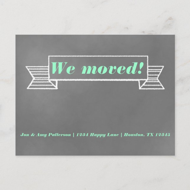 Tarjeta postal de Invitación móvil de Chalkboard (Anverso)