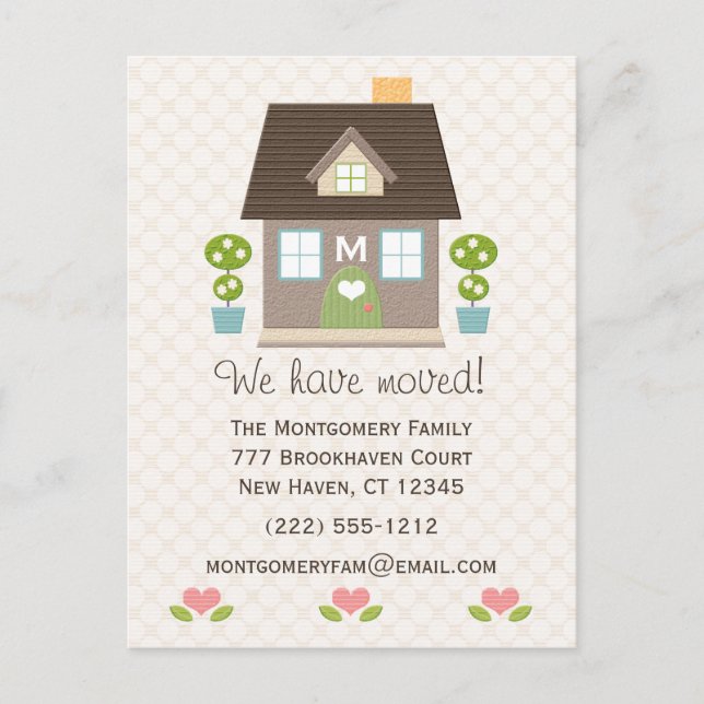 Tarjeta postal de Invitación móvil de hogar monogr (Anverso)
