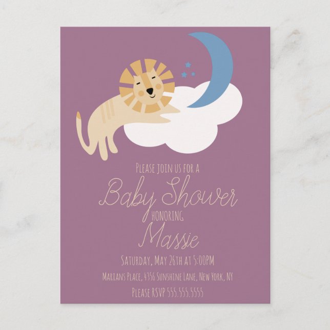 Tarjeta postal de invitación para baby shower de L (Anverso)