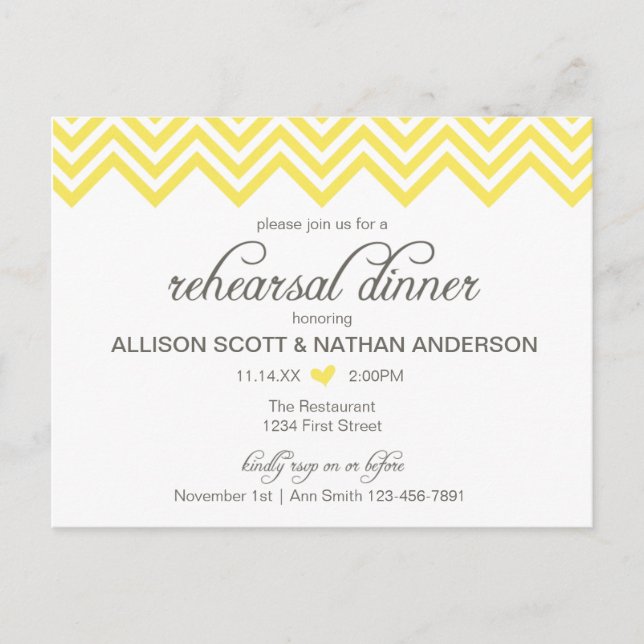Tarjeta postal de invitación para cena de ensayo d (Anverso)