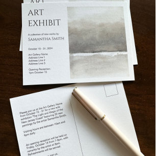 Tarjeta postal de invitación para exposición de ar