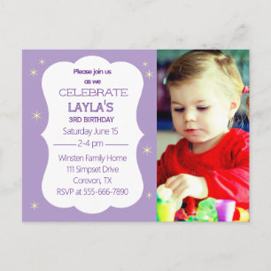 Tarjeta postal de invitación para fiesta de cumple