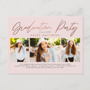 Tarjeta postal de invitación para fiesta de gradua