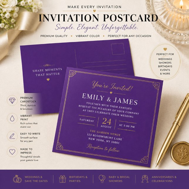 Tarjeta postal de invitación personalizada de lujo (Subido por el creador)