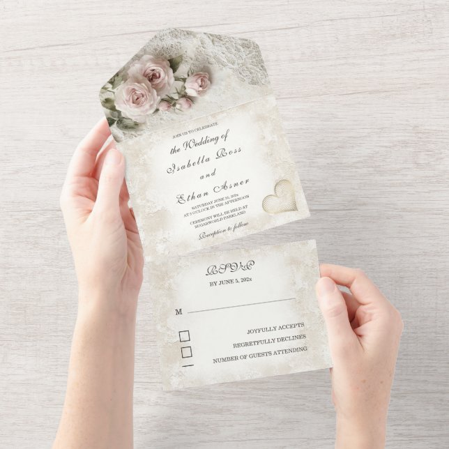 Tarjeta postal de invitación personalizada vintage (desgarro)