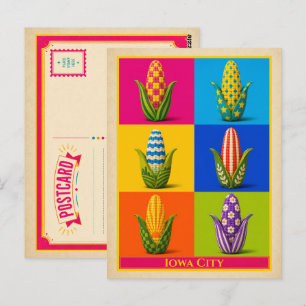 Tarjeta Postal de Iowa City Iowa Maíz Arte Pop Vin