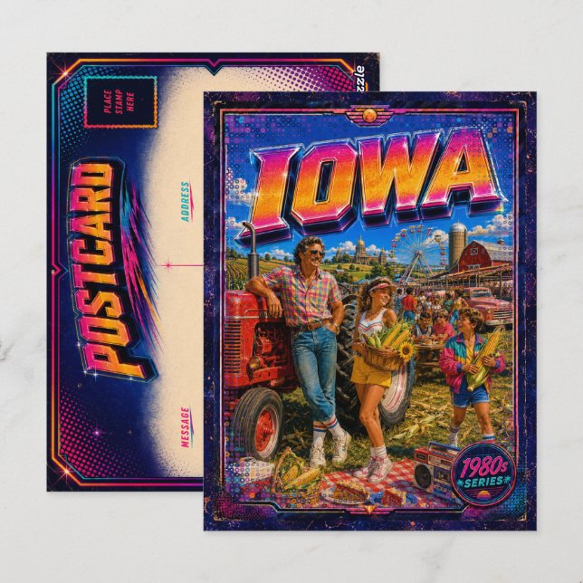 Tarjeta postal de Iowa de los 80 retro (Anverso / Reverso)