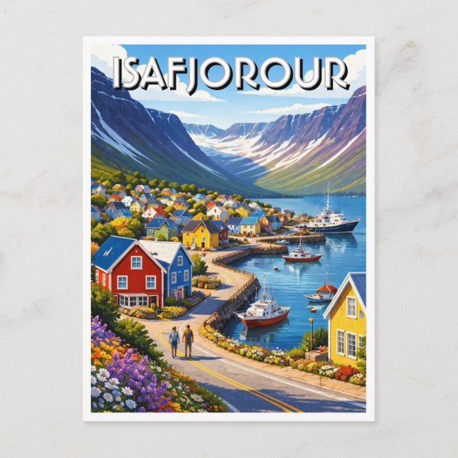 Tarjeta postal de Ísafjörður Noruega (Anverso)