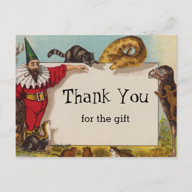 Tarjeta postal de Isidore el Elfo y sus animales (Anverso)