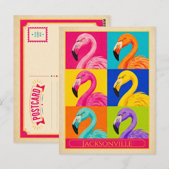Tarjeta postal de Jacksonville Florida Flamingo Vi (Anverso / Reverso)