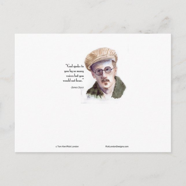 Tarjeta postal de James Joyce & cita "Dios habló" (Anverso)