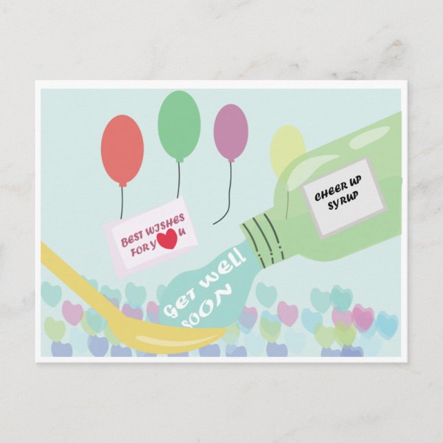 Tarjeta postal de jarabe para recuperarse pronto (Anverso)