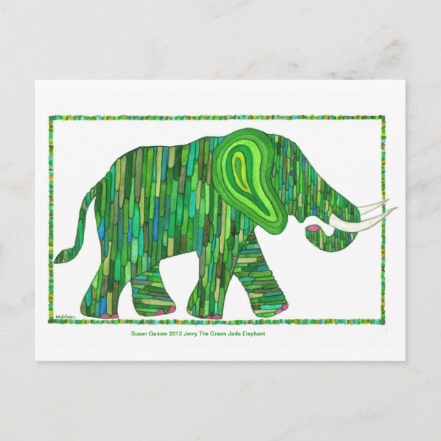 Tarjeta postal de Jerry Green Jade Elephant (Anverso)