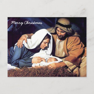 Tarjeta postal de Jesús en el pesebre