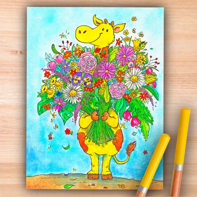 Tarjeta postal de jirafa de dibujos animados lindo (Subido por el creador)