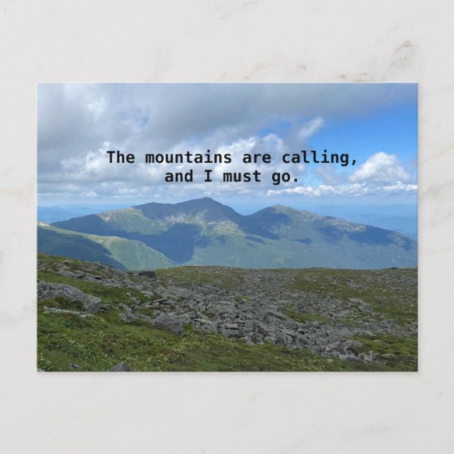 Tarjeta postal de John Muir del Mt Washington (Anverso)