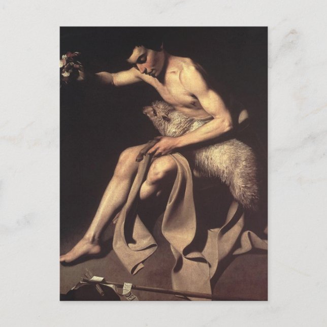 Tarjeta postal de Juan el Bautista por Caravaggio (Anverso)