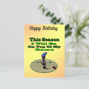 Tarjeta postal de jugador de bolos divertido