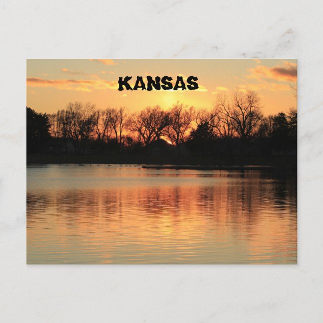 Tarjeta postal de Kansas Sunset Reflection Sterlin (Anverso)