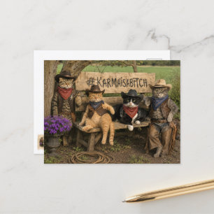 ¡Tarjeta postal de karma divertido y gatos!