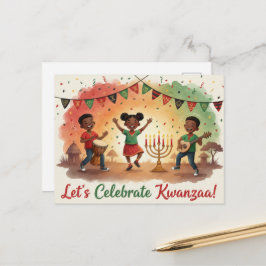 Tarjeta postal de Kinara de Kwanzaa feliz