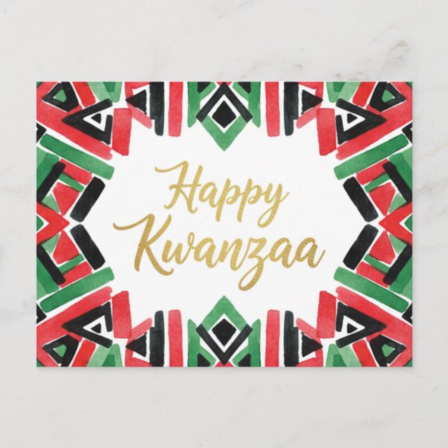 Tarjeta postal de Kinara de Kwanzaa feliz (Anverso)