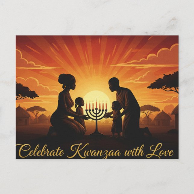 Tarjeta postal de Kinara de Kwanzaa feliz (Anverso)