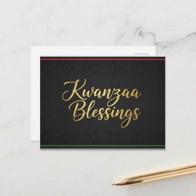 Tarjeta postal de Kinara de Kwanzaa feliz (Anverso/Reverso In Situ)
