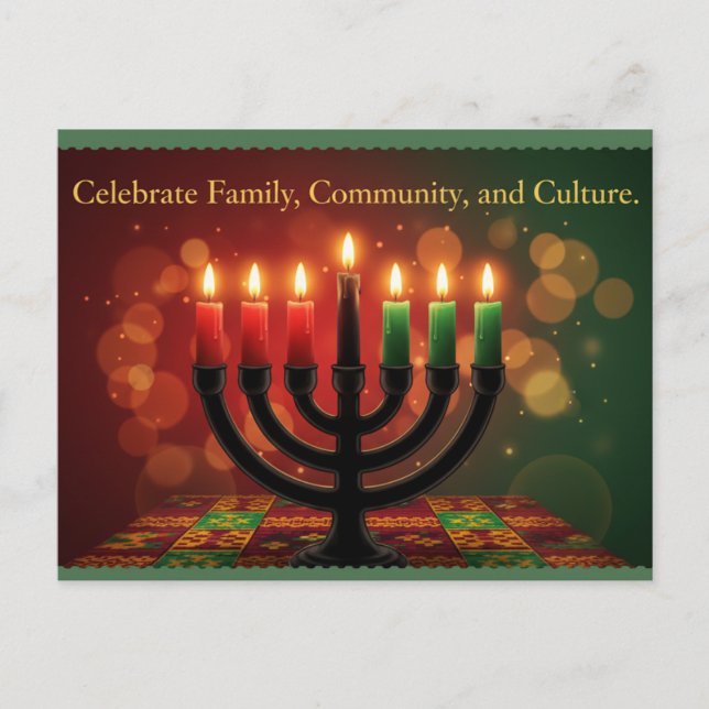 Tarjeta postal de Kinara Feliz Kwanzaa (Anverso)