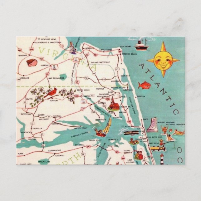Tarjeta postal de Kitty Hawk Outer Banks (Anverso)
