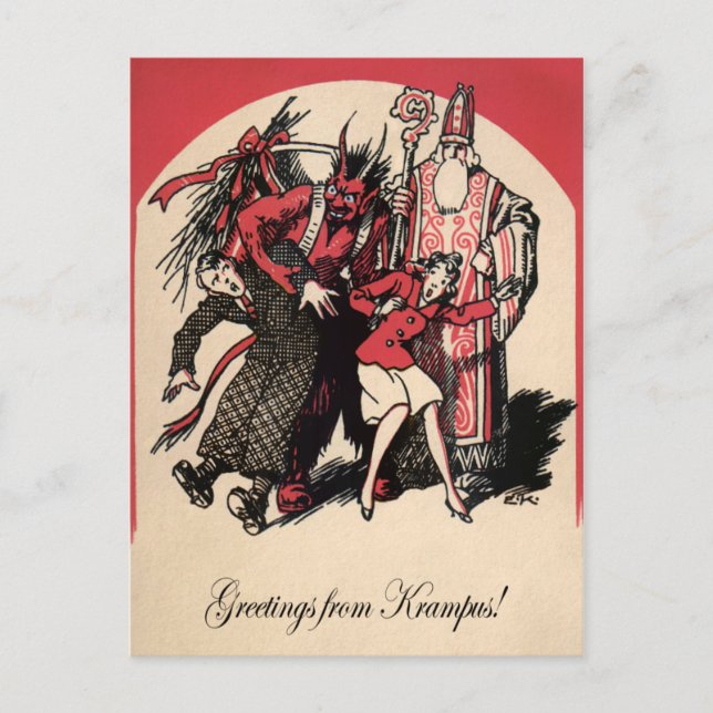 Tarjeta postal de Krampus de Vintage (Anverso)