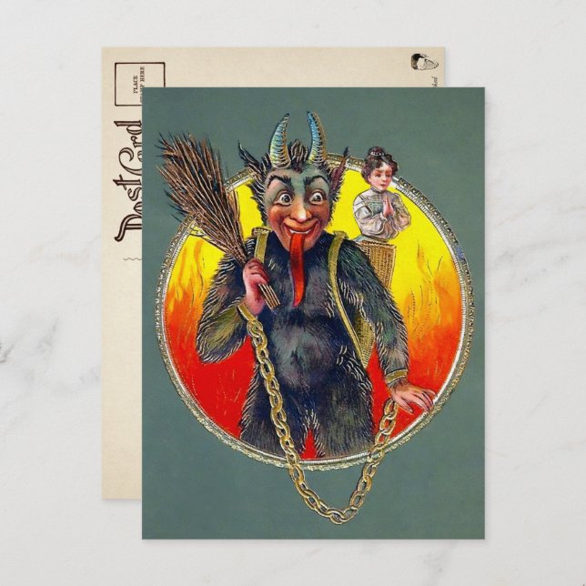Tarjeta postal de Krampus de Vintage (Anverso / Reverso)