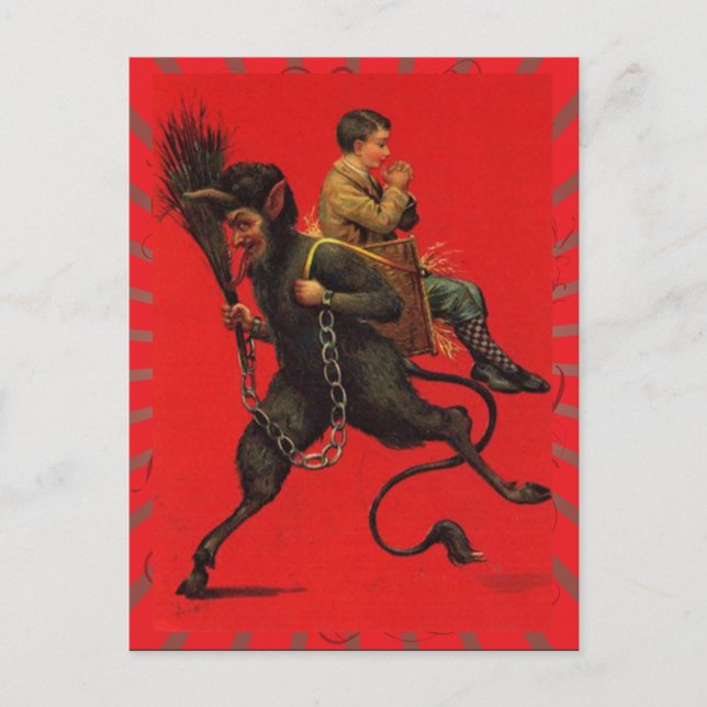 Tarjeta postal de Krampus navideña vintage