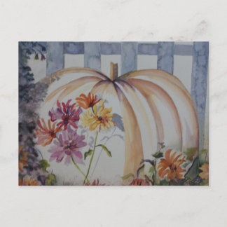 Tarjeta postal de la acuarela de calabaza