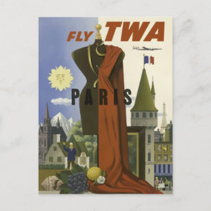 Tarjeta postal de la aerolínea Vintage Paris